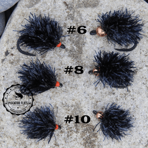 Black Estaz Eggs for steelhead and salmon in sizes 6, 8 and 10, with and without bead