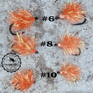 Estaz Eggs tied in an Opal Salmon pink / orange color