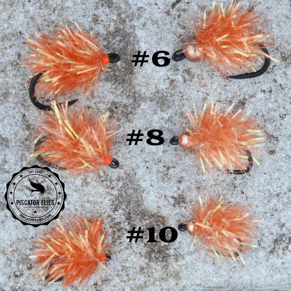 Estaz Eggs tied in an Opal Salmon pink / orange color