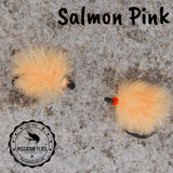Salmon Pink (Orange) Glacier Drift Egg flies for fall and winter steelhead and salmon fishing