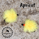 Two apricot Glacier Drift Eggs fishing flies for steelhead, brown trout and salmon